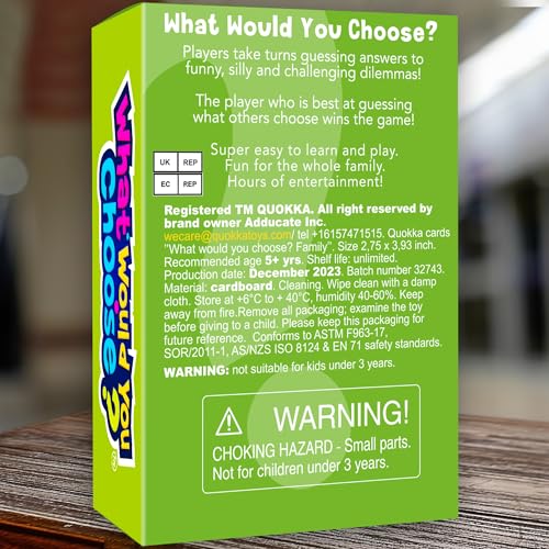 QUOKKA Board Games for Kids 8-12 – Family Games for Kids and Adults – What Would You Choose – 500+ Questions – Does Family Rather – Fun Card Game for Families and Teens - color: 2. Family Edition