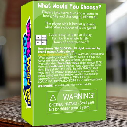 QUOKKA Board Games for Kids 8-12 – Family Games for Kids and Adults – What Would You Choose – 500+ Questions – Does Family Rather – Fun Card Game for Families and Teens - color: 2. Family Edition