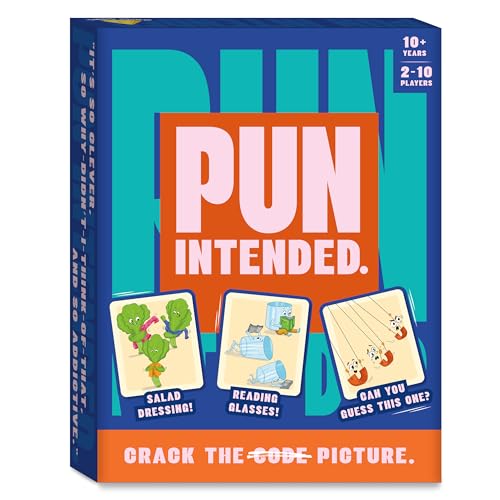 Pun Intended – Picture Guessing Card Game, Party Game for Families & Adults | Fast-Paced Board Game, Puns & Wordplay Fun Gift for Game Lovers, Family Game Night, Travel-Friendly, 2–10 Players