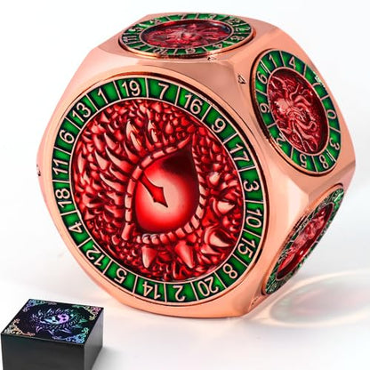 ZHOORQI 8-in-1 DND Dice Set – Metal Spinner Dice with Dual D20, 3D Monster Engravings & Smooth Spinning – Perfect for TTRPG, D and D Dungeons and Dragons Gifts(Copper Red) - color: Copper Red