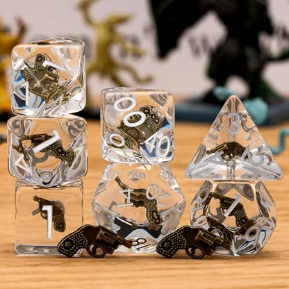 Polyhedral D&D Gun Dice,Resin Gun DND Dice Set for Dungeons and Dragons MTG RPG Board Games - color: Gun