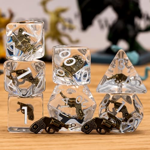Polyhedral D&D Gun Dice,Resin Gun DND Dice Set for Dungeons and Dragons MTG RPG Board Games - color: Gun