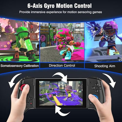 Switch Controller for Switch/Switch OLED, Rechargeable Plug-in Switch Controller, One Piece Ergonomic Grip Switch Controller for Handheld Mode with Turbo,Dual Vibration,6-Axis Motion Control,Red-Blue