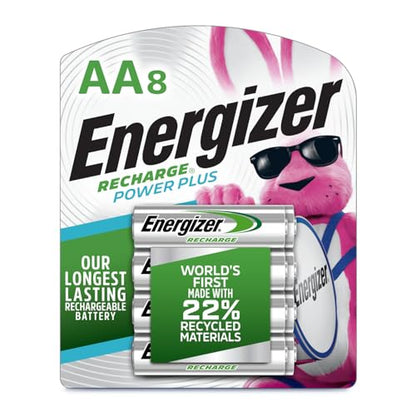 Energizer Power Plus Rechargeable AA Batteries (8 Pack), Double A Batteries - size: Standard, style: AA