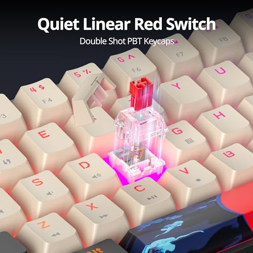 Orange Mechanical Gaming Keyboard 65 Percent, Red Switch RGB Keyboard 65%, 68 Keys Small Wired Key board, PBT Keycaps Anti-Ghosting Mini Keyboards for Business Trips, Game/Office (68 Carbon) - color: 68 Carbon/Red Switch