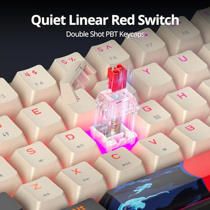 Orange Mechanical Gaming Keyboard 65 Percent, Red Switch RGB Keyboard 65%, 68 Keys Small Wired Key board, PBT Keycaps Anti-Ghosting Mini Keyboards for Business Trips, Game/Office (68 Carbon) - color: 68 Carbon/Red Switch
