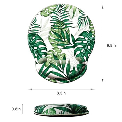 Mouse Pad with Wrist Support, Ergonomic Mouse Pad with Memory Foam Wrist Rest Cushion, Non-Slip Rubber Base Gaming Mice Pad for Home Office Computer Laptop, Green Frond - color: Green frond