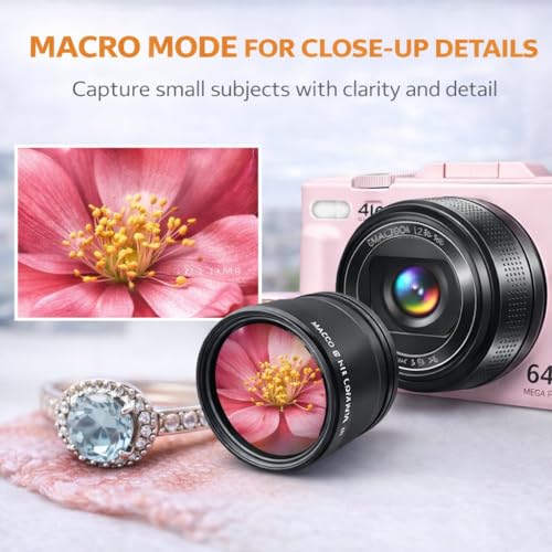 Acuvar 4K Digital Camera for Photography, 64MP Vlogging Camera with Flip Screen, WiFi, Wide Angle Lens, 16X Zoom, Compact Camera for YouTube, Travel, Beginners with 64GB Card - style: Starter Camera Kit