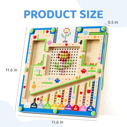 zhiwuzhu 2 in1 Magnetic Color and Number Maze,Wooden Montessori Preschool Learning Activities Toys,Toddler Travel Essentials Toys,3 4 5 Year Old Boy Girl Birthday Gift Toys - style: Intelligence