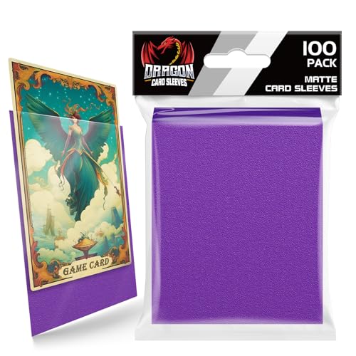 Homthy 100 Count Matte Card Sleeves for Trading Cards, Standard Size Protective Sleeves Deck Card Protectors Fit for Baseball Cards, Sports Cards, MTG, Yugioh Card Game Card Standard Cards (Purple) - color: 100 Pcs Purple