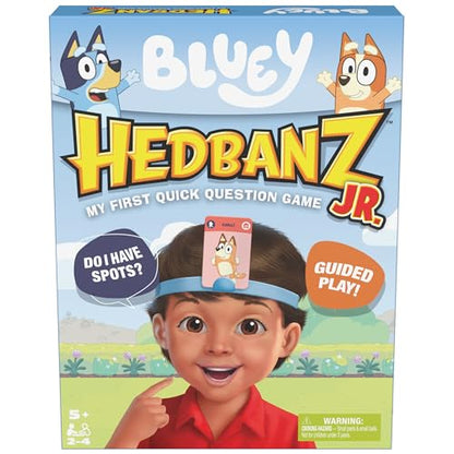 Spin Master Games, Bluey Hedbanz Jr., Picture Guessing Card Game, Includes Illustrations from Bluey, Easy to Play for Family & Kids, 2-4 Players, for Ages 5 & Up - style: Bluey Hedbanz Jr
