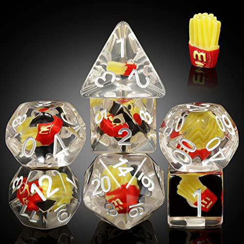 Chips DND Dice Set, DNDND 7PCS Resin Polyhedral Die with Velvet Bag for D&D Role Playing Games and Tabletop Games（Chips - color: Chips