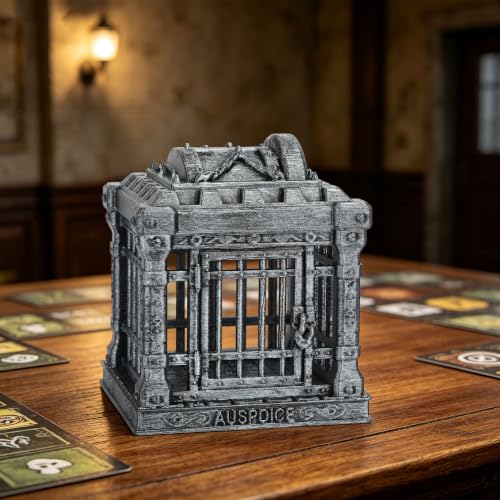 Dice Jail RPG Accessory Tabletop Gaming Decor AF1227A | Dice Prison & Tabletop Dice Organizer Silvery Hand-Painted, Perfect Fantasy Gifts and Role Playing Games Miniatures Prop - color: Af1227a Dice Jail Silvery