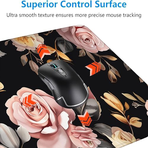 Peony Flowers Gaming Mouse Pad Pink Flowers Extended Gaming Mouse Pad Mat with Stitched Edge Non-Slip Base Big Mouse Pad 31.5"x11.8" Office Computer Keyboard Laptop Home - color: Peony Flowers_020, size: 11.8" x 31.5"