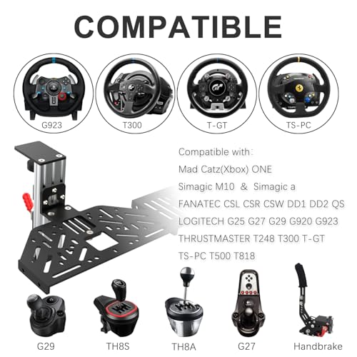 EG STARTS 1 Set Desk Mount for Sim Racing Wheel Stand Simulator Cockpit Wheel Stand Racing Steering Shifter Mount fit for Logitech G25 G27 G29 G920 G923 Thrustmaster T248 T300 T-GT TS-PC T500 T818
