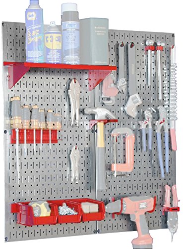 Wall Control 30-WGL-200GVR Galvanized Steel Pegboard Tool Organizer,Galv/Red - color: Galv/Red