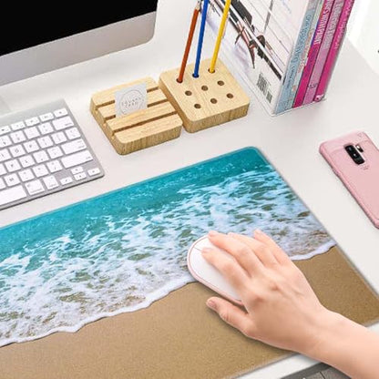 Beach Starfish Desk Pad Mouse Pad,Large Gaming Mouse Mat with Stitched Edges,Non-Slip Waterproof Rubber Base Mous Mat for Office Computer Keyboard Laptop Home(31.5X11.8 in) - color: Beach Starfish