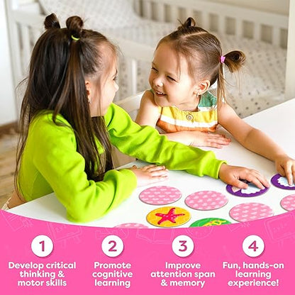 Mermaid Toys for Girls 4-6 Matching Game - Memory Game for Kids - Girls Toys 4-5 - Mermaid Gifts - 4 Year Old Girl Birthday Gifts - Kids Games Preschool Educational Toys - color: Mermaids