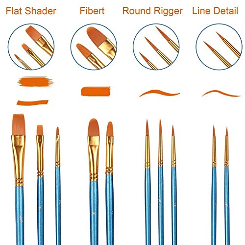 AROIC Paint Brush Set, 3 Pack 30 Pcs Acrylic Paint Brushes Artist Paint Brushes for Oil Watercolor Acrylic Face Rock Painting - size: 30pcs