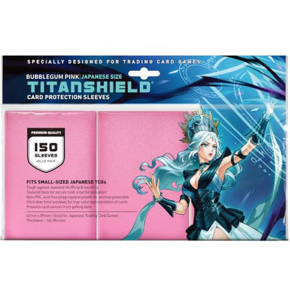 TitanShield Small Card Sleeves, Bubblegum Pink (150 Sleeves) - Fits Yu-Gi-Oh - color: Bubblegum Pink