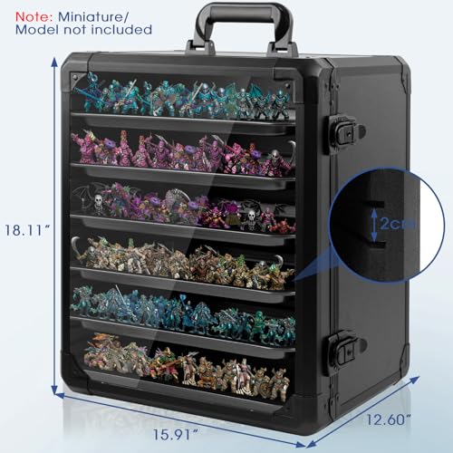 Miniature Storage Case, Carry & Display for Warhammer Minis, X-Large | Aluminum Alloy Frame for Secure Transport, Clear Window with Lock, for Warhammer 40k Miniatures, Figures and Collectibles - size: X-Large