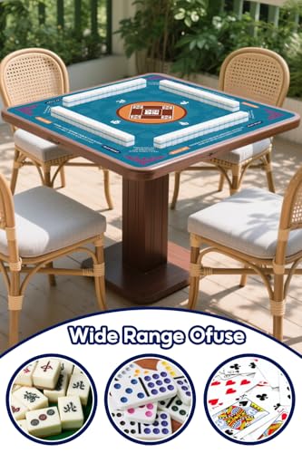Mahjong Mat for Table, 31.5x31.5Inch American Mahjongg Table Mat (Blue3) | Anti-Wrinkle&Foldable Neoprene Mahjongg Travel Mat for Table with Learning Rule, Anti-Slip Noise Reduction Includes Carry Bag - color: Turquoise Blue