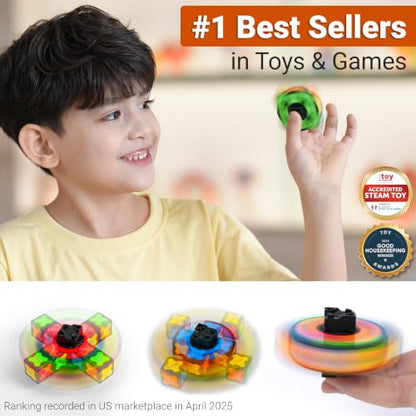 TOSY Magnet Fidget Spinner Mini - 8 Blocks, 3 in 1 Toy: Transformable Fidget Spinner, Infinity Cube, 2x2 Puzzle Cube, Stress Relief, STEM Magnet Tiles Birthday Gift for Kids/Boys/Girls/Adults, 2-Pack - color: Mini a (Set of 2)