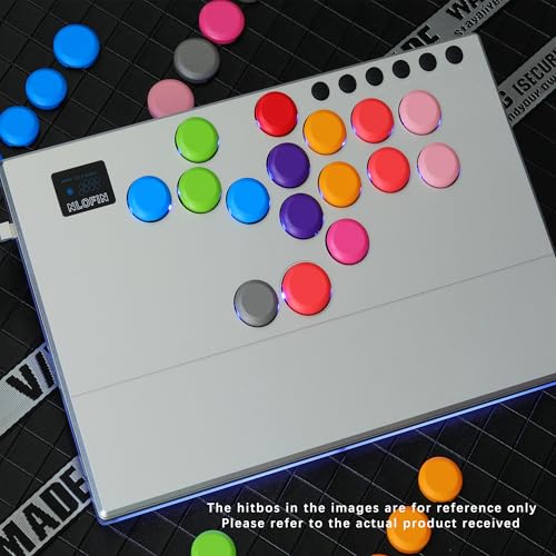 NLOFIN Leverless Arcade Stick 16Keys All-Button Leverless Controller,Silver | Custom RGB Arcade Fighting Stick,for PS4/PS5/PC/Switch/Steam, Aluminum Controller,Supports Hot-Swap&SOCD - color: Silver
