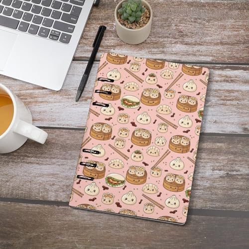 JOJOART Cute Food Characters Journals Binder Hardcover Journal Notebooks PU Leather Notebook 6-Ring Professional Notebook,Loose Leaf Notebook for Office Diary