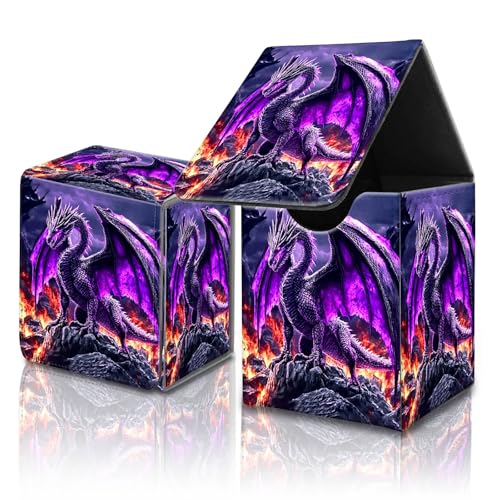 for MTG Commander Card Deck Box,Trading Card Storage Box with Magnetic Closure,Fits 120+ Single Sleeved Cards,Deckbox,Fits Sports TCG/CCG/MTG Accessories,﻿Cute Purple Dragon - color: Cute Purple Dragon