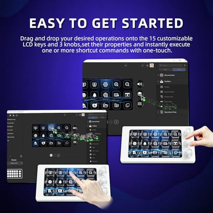 Stream Controller Deck for PC Work,Live Stream and Video Editing | Smooth Magnetic Keys,Customizable Background,Visually Pleasing Macro Keypad,Trigger Actions for OBS/Twitch/YouTube(M3 White) - color: White
