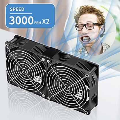 Wathai 120mm 240mm x 38mm Computer Fan with AC Plug Powerful Airflow | Dual Ball Variable Speed Controller AC 110V - 240V for CPU Mining Rig Machine Chassis Server Workstation Cabinet Cooling - style: 120mm x 2