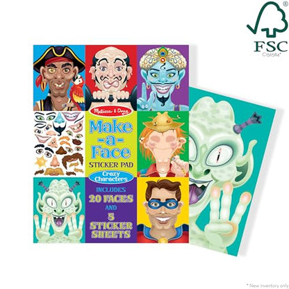 Melissa & Doug Make-a-Face Sticker Pad - Crazy Characters, 20 Faces, 5 Sticker Sheets