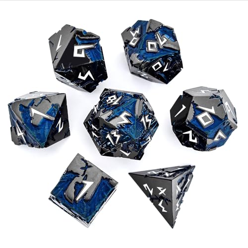 Rule Dice D&D Dice 7 Die Metal DND Dice Set, Weighted Metallic Dungeons and Dragons Dice Set, Large Polyhedral D and D Dice Sets, Cool MTG RPG Dice DND with Gifts Case for Role Playing (Black White) - color: Black White