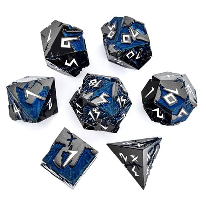Rule Dice D&D Dice 7 Die Metal DND Dice Set, Weighted Metallic Dungeons and Dragons Dice Set, Large Polyhedral D and D Dice Sets, Cool MTG RPG Dice DND with Gifts Case for Role Playing (Black White) - color: Black White