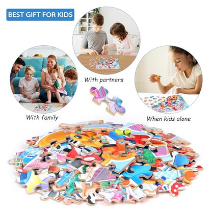 Puzzles for Kids Ages 4-8,Kids Puzzls in a Metal Box,Mouse Small Puzles,Kid Boys Girls Learning Educational Puzzle Packed in Tin Box,100 Pieces - color: Mouse