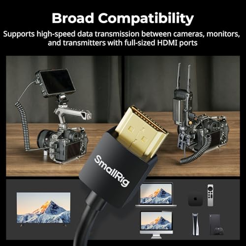 SMALLRIG Coiled HDMI Cable 2.0 (A to A), 4K@60Hz 18Gbps, High Speed Supports 3D, Flexible Durable TPU Camera Cable for BMPCC 4K/6K, for Panasonic S1H/GH5, etc., for Monitor, Gimbal - 4963 - size: Coiled(A to A)