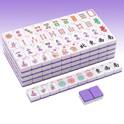 166 Pcs Halloween Mini Mahjong Tiles, 1.2 Inch Purple American Mahjong Set, Halloween Theme Color Scheme for Family Gathering, Party, Camping, Gift for Ma Jiang Lovers(Tiles Only) - color: Purple, size: 1.2 Inches