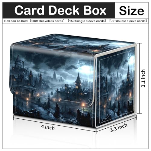 Card Deck Box for MTG Trading Cards with Magnetic Closure,Premium Card Storage Box Case Cover for TCG CCG Magic Cards,Fantasy Castle - color: Fantasy Castle