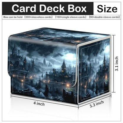 Card Deck Box for MTG Trading Cards with Magnetic Closure,Premium Card Storage Box Case Cover for TCG CCG Magic Cards,Fantasy Castle - color: Fantasy Castle