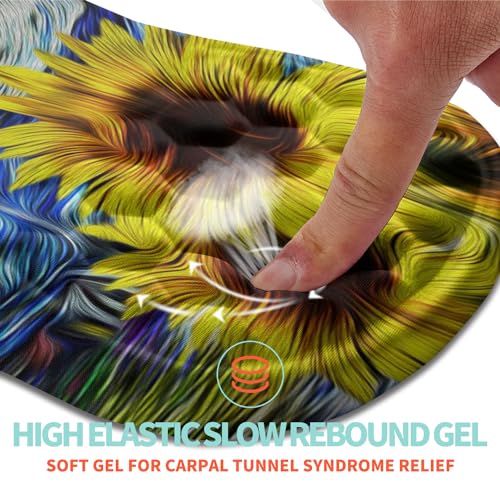Ergonomic Mouse Pad Wrist Support with Memory Foam Massage Bulge, Carpal Tunnel Pain Relief Mousepad Wrist Rest for Mouse(12x8 inch,Sunflower) - color: Kg006-sunflower Starry Night
