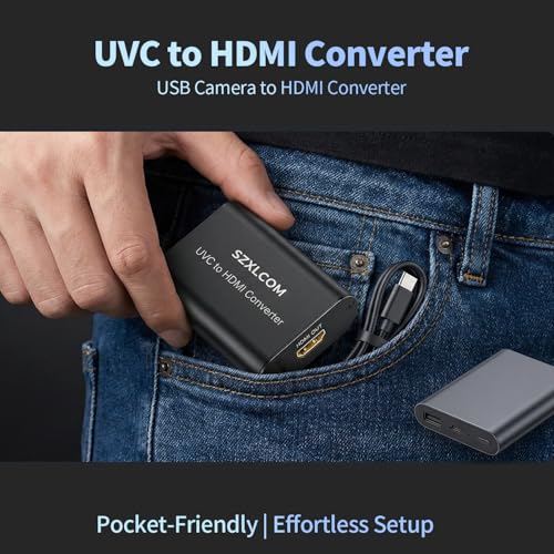 UVC to HDMI Converter 1080P 60Hz, Supports Camera Charging, USB Cameras Webcam Video Switcher to HDMI Video Output, for Live Streaming to TV, Monitor and HDMI Capture Card