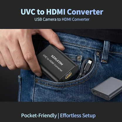 UVC to HDMI Converter 1080P 60Hz, Supports Camera Charging, USB Cameras Webcam Video Switcher to HDMI Video Output, for Live Streaming to TV, Monitor and HDMI Capture Card