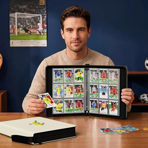 Kabinka 9-Pocket Soccer Card Binder, 2025-2026 Soccer Trading Cards Binder Fits 900 Cards with 50 Removable Double-Sided Sleeves, Waterproof PU Card Albums for Soccer Fans - color: Soccer-2, size: 9 Pocket 900