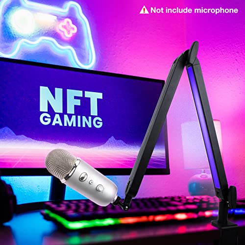 Boom Arm with RGB Light - Mic Arm for HyperX QuadCast, Blue Yeti, Shure SM7B, Rode and Most Gaming Mic, Height adjustable Mic Boom Arm Microphone Arm, Desk Mic Stand for Most USB Microphone By SUNMON - color: RGB Large Boom Arm