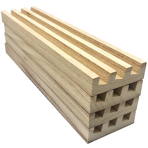Yuanhe Domino Trays Holders Rack - Set of 4 Wooden Tiles Stand Holders Dimonos Boards for Mexican Train Rummy Chickenfoot - style: 4 Pack