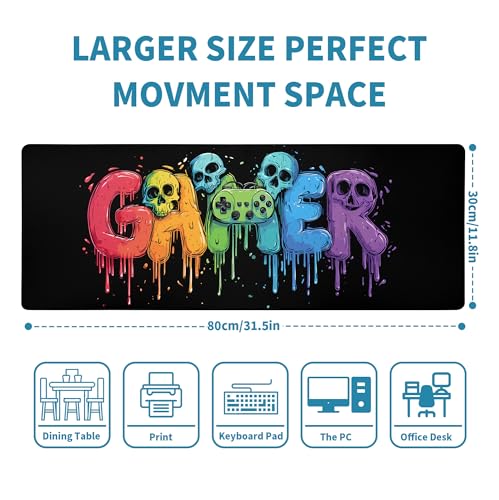 Gaming Mouse Pad Mat XL Extended Large Gaming Desk Pad Mousepad, Vibrant Game Computer Laptop Keyboard and Mouse Mat, Office Desk Decor Mousepad Deskmat with Stitched Edges Mat - color: Gamer
