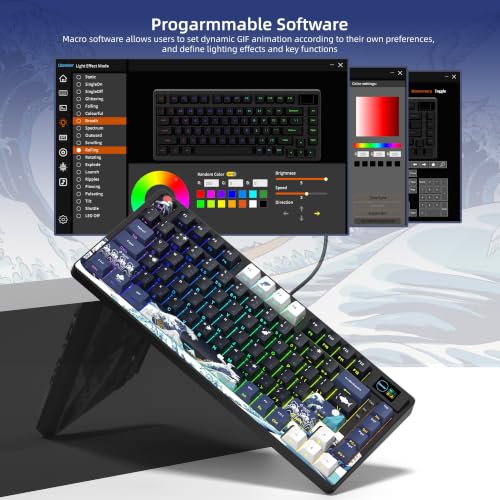 Womier SK80 75% Keyboard with Color Multimedia Display Gaming Keyboard | Creamy Sound Mechanical Wired Hot Swappable Gasket RGB Custom Key board, Pre-lubed Stabilizer for Mac/Win, Black Kanagawa - color: Kanagawa Black