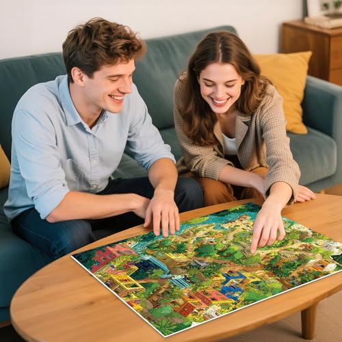 500 Piece Jigsaw Puzzles for Adults, Lost Jungle City Puzzle, Tropical Paradise Landscape, Ancient Ruins Waterfall Puzzle, Colorful Fantasy Island, Adventure Nature Artwork, 20.5 x 15 - style: Forest Maze