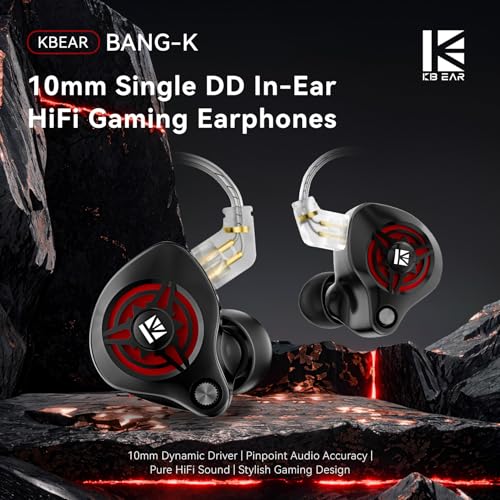 2026 Latest erabuds,KBEAR BK1 Wired Gaming Earbuds,10mm Single DD in Ear Monitor,HiFi Headset Wired Earbuds IEM Earphones with Detachable Cable for Gaming/Music/Video (White, 3.5 with mic) - color: E